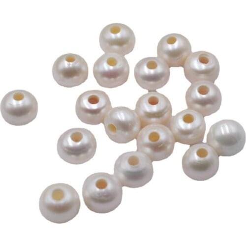 10pieces loose beads freshwater pearl white near round 8-10mm big hole pearl wholesale for DIY for jewelry