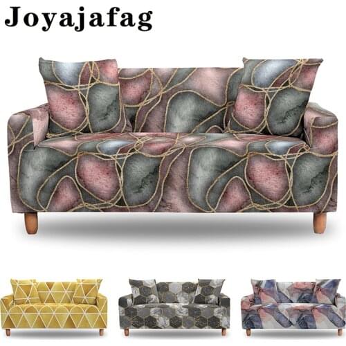 Gold Foil Abstract Geometric Stretch Sofa Cover For Living Room Dust-proof Elastic Loveseat Slipcover All-cover Couch Covers
