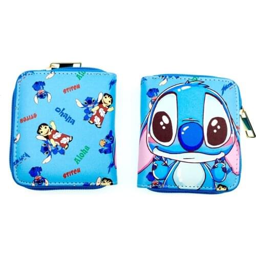 Disney Cartoon Stitch wallet Baby Stitch Short Zipper Coin Purse Student Coin Pouch Card holder