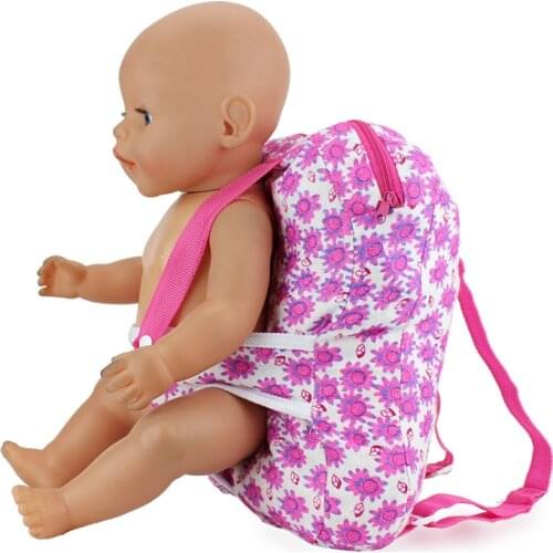 Purple Flower Bag,Doll accessories,Pink Grid The cushion Wear fit 43cm/17inch Baby Doll(only sell bag)