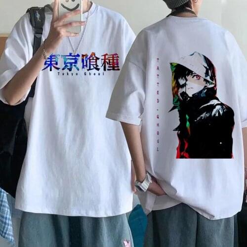 Mens Casual High Quality T-shirt Tops Hip Hop Tokyo Ghoul Kaneki Ken Tshirt Anime Tee Shirt