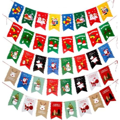 2021 Christmas Paper Banner Garlands Navidad Ornaments Christmas Decorations for Home Noel Natal Xmas Party New Year 2022 Decor