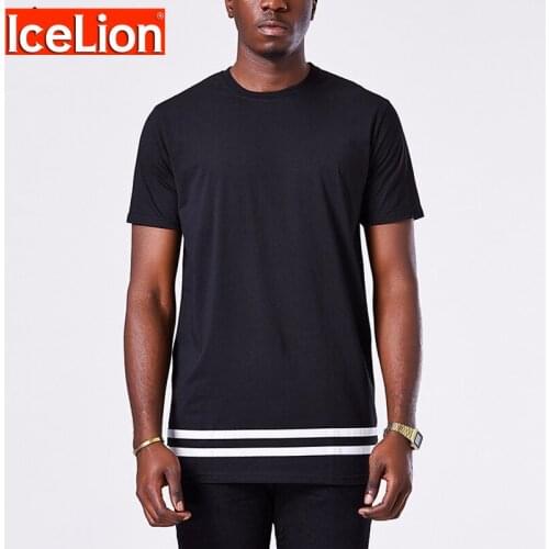 IceLion 2021 Summer T Shirt Men Short Sleeve O-neck Loose Cotton T-shirt Fashion Striped Hem Tops Mens Casual Hip Hop Tshirt