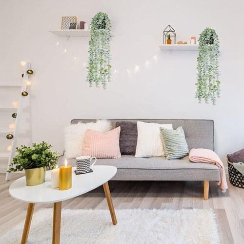 Artificial Potted Plants Fake Vine Hanging Leaves Home Kitchen Garden Office Wedding Wall Decoration 2 Pack Artificial Plants