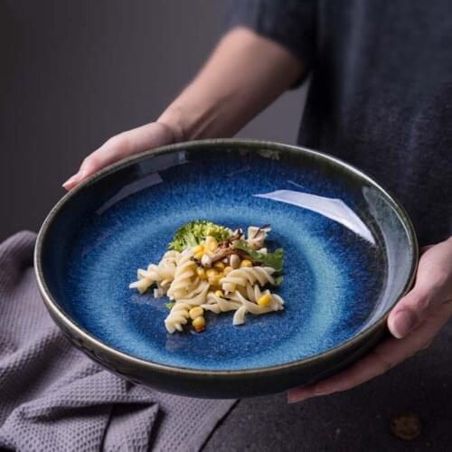 Kiln Ceramic Deep Plate Soup Plate Disc Western Food Plate Rice Plate Dinner Plate Seafood Shallow Bowl Restaurant Commercial