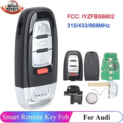 KEYECU Replacement Smart Remote Key Fob 315/433/868MHz for Audi A3 A4 A5 A6 A8 Quattro Q5 Q7 A6 A8 2014-2015 P/N IYZFBSB802