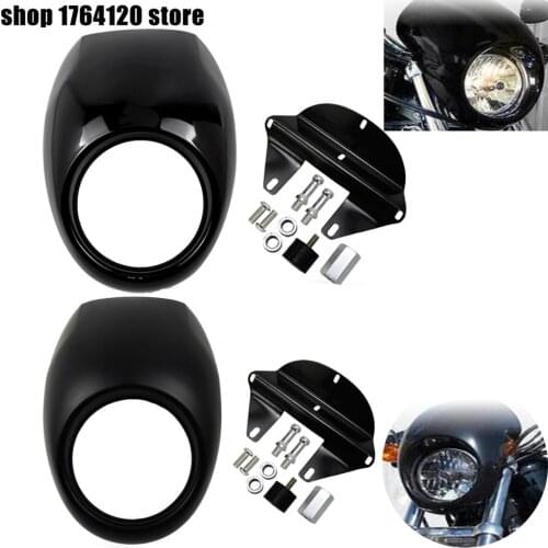 Motorcycle Head light Mask Headlight Fairing Front Fork Mount Kits For Harley Dyna Street Bob Sportster XL 883 1200 1973-Up