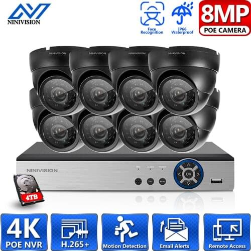 H.265 4CH POE NVR CCTV Security System Kit 5MP Super HD Outdoor Waterproof IP Camera Surveillance Kit