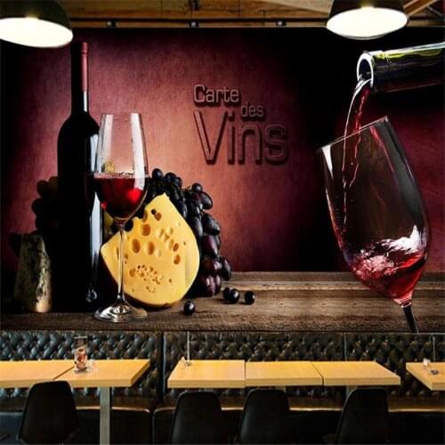 Milofi custom 3D wallpaper mural Europe and America retro red wine wine living room bedroom background wall decoration wallpaper