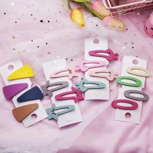 MISANANRYNE 4pcs/lot Geometric Hair Accessories For Girls Kids Matte Hair Clip Children Rabbit Star Hairpins Barrettes Wholesal