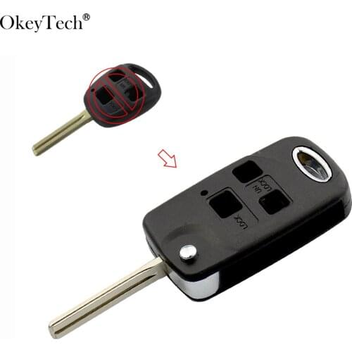 Okeytech 3 BTN Modified Remote Key Case For Toyota Camry RAV4 Prado Corolla Tarago Avensis Avalon EHCO Land Cruiser Fob Shell