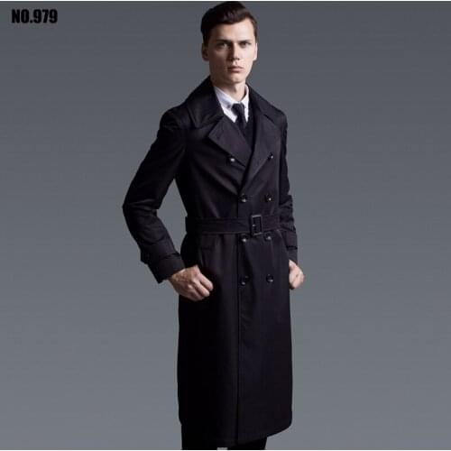 Men Windbreaker Plus Long Size S-7XL Male Khaki Trench Coat Man Double Breasted Overcoat Sobretudo Masculino KJ279