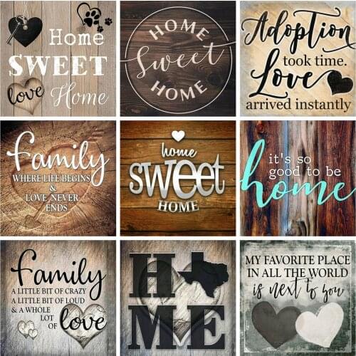 Huacan 5d DIY Diamond Painting Kit Full Square Mosaic Text Cartoon Diamond Embroidery Cross Stitch Home Sweet Home Gift