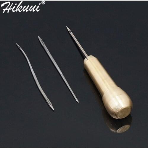 4 Pcs Leather Sewing Awl Canvas Tent Shoes Taper Needle Kit Repairing Tool Sets Copper Handle DIY Leather Sewing Tools