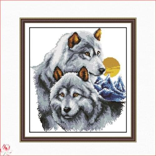 The Two Wolves Loved Each Other Cross Stitch Kits Ecological Cotton Stamped Printed 14 11CT DIY Easy to Use Home Decoration