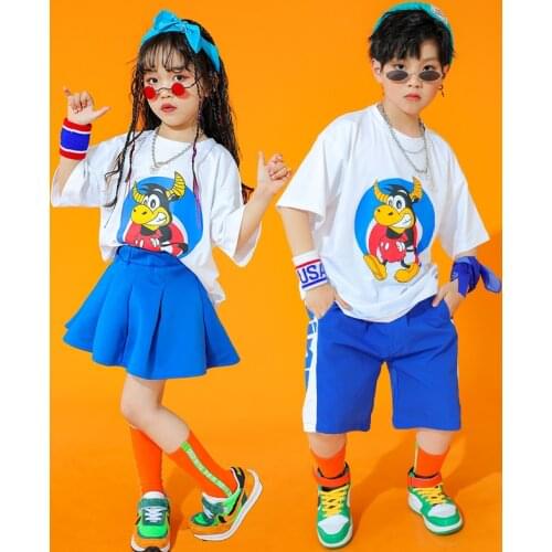 Boys Hip Hop Street Dance Costumes Girls Jazz Dancing School Performance Clothes Cheerleaders Outfits Kids Practice Wear YS1569