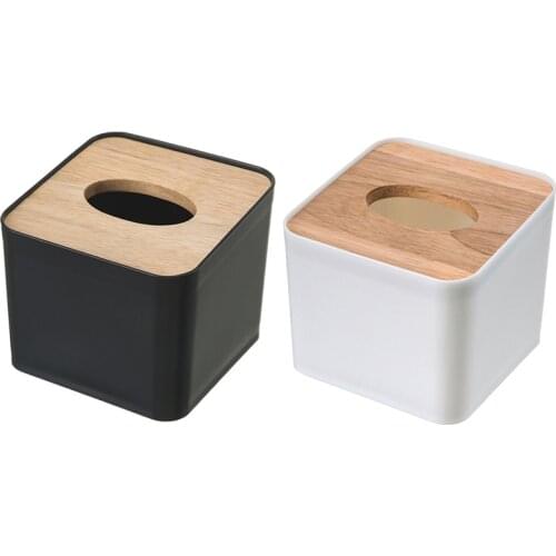 Minimalism Tissue Box Organizer Square Wooden Tissue Furniture Holder Modern Household Office Car Desktop Napkin Box Storage Box