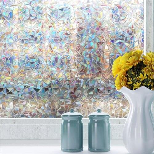 Window Privacy Film, Rainbow Window Clings, 3D Decorative Vinyl, Stained Glass Decals, Static Cling Window Sticker, 45x100cm