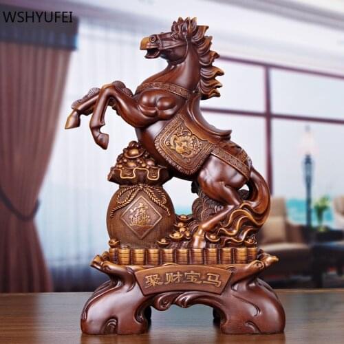 Creativity Resin Desktop Ornaments Office Lucky Money Horse Sculpture Crafts Living Room Wine Cabinet Decoration Opening Gifts