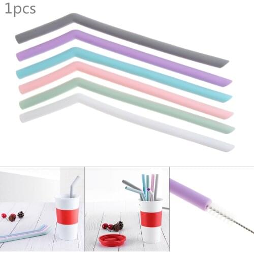 Portable 1pcs 6 Colors Universal Reusable Flexible Curved Silicone Drinking Straws for - 40 Centigrade ~ 230 Centigrade