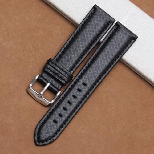 Watchband For Huawei GT 2 HONOR Magic 2 46mm Carbon Fiber Style Leather Wrist Strap Universal for 18/20/22mm Watch Band