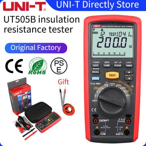 UNI-T UT505B Handheld Insulation Resistance Tester OHM True RMS Digital MeggerResistance Meter 1000V 200G Megohmmeter Multimeter