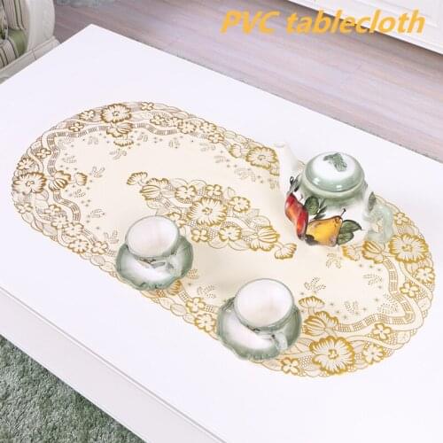 Modern PVC Bronzing European Furniture Tablecloth Coffee Tea Table Non-slip Anti-scalding Cover Cloth Christmas Party Tapete
