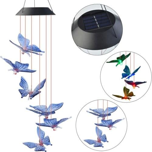 LED Butterfly Wind Chime Lights Solar Powered Color-Cing