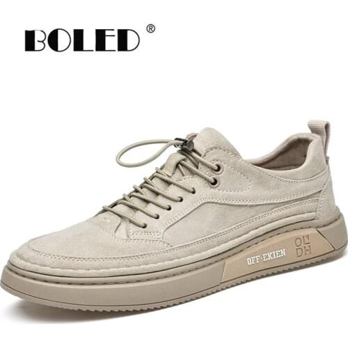 Breathable Suede Leather Shoes Men Spring Anti-Skid Men Casual Shoes Lace-Up Outdoor Walking Men Shoes Sneake
