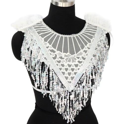 Feather Goth Clothes Tassel Gothic Sword Belt Elastic Dancing Rave Wear Womens Harness Bra Chest Bondage Sexy Hollow Crop Tops