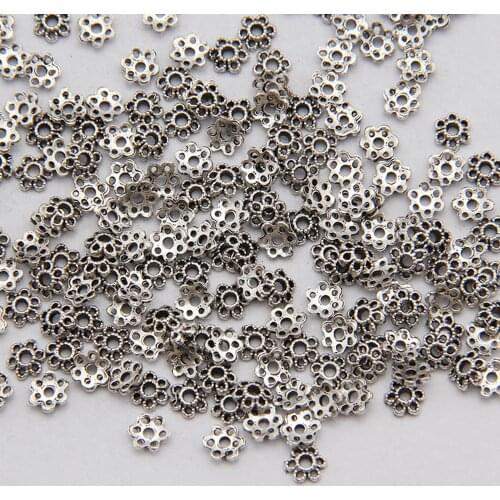 10pcs/lot dia 5mm Ancient silver hexagonal hollow flower torus Jewelry Accessories for DIY jewelry making supplies 729