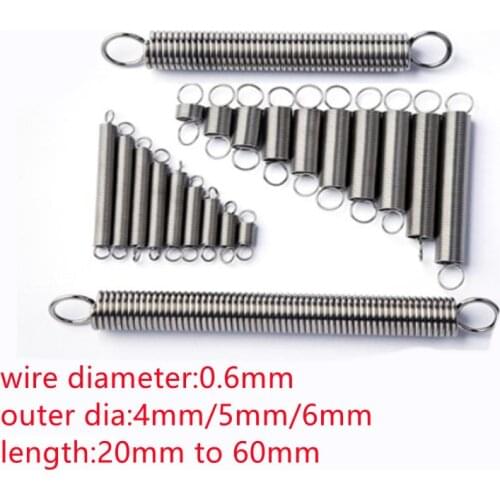 10pcs/lot wire 0.6mm 304 Stainless Steel Dual Hook Small Tension Spring Hardware Accessories Stretching Sprin