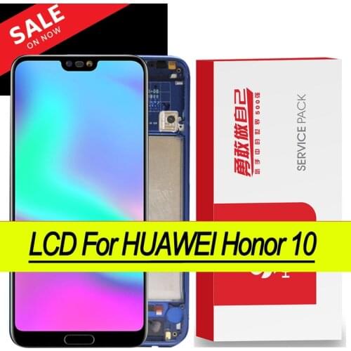 100% Original LCD with Frame + Fingerprint for HUAWEI Honor 10 Display Touch Screen Digitizer Assembly COL-L29 Repair Parts