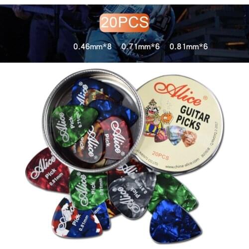 12/20/24pcs Alice Celluloid Acoustic Electric Guitar Picks Plectrums 0.46 0.71 0.81mm Thickness Instruments Guitar Accessories