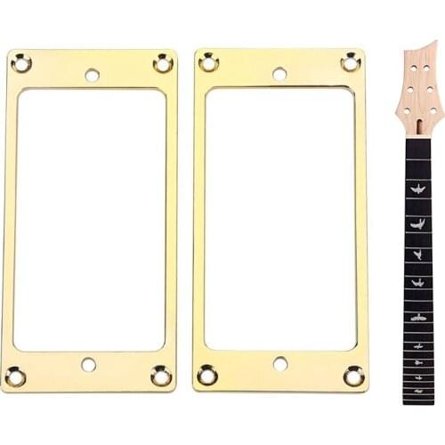 2 Pcs Humbucker Cover Guitar Pickup Frame Mounting Ring & 1 Pcs Guitar Neck Solid Wood 22 Fret 24.75 Inch Truss Rod