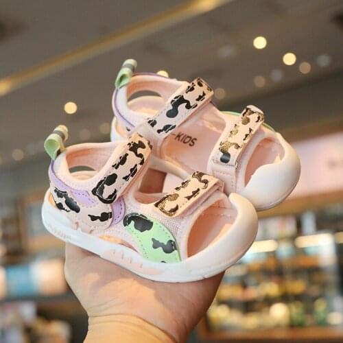 2021 Baby Girls Boys Summer Shoes 1-6 Years Toddler Closed Toe Beach Sandals Infant Kids Soft Bottom Shoes Size 21-30