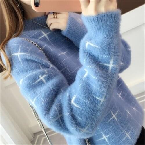 2021 Lmitation Mink Velvet Sweater Ladies Fall And Winter Wear All-Match Loose Student Short New Thick And Velvet H547