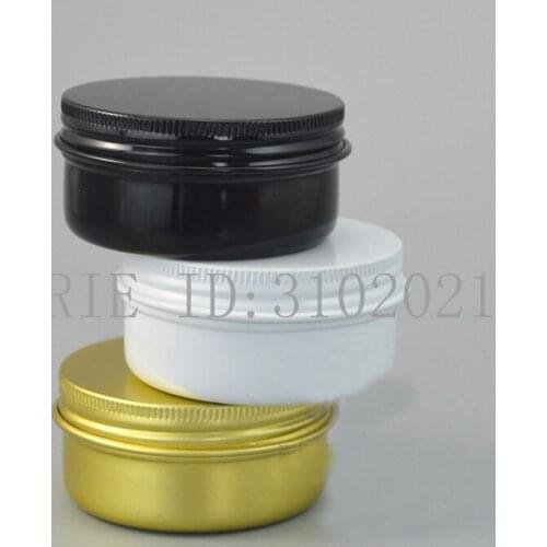 50g ML refillable box black/white/gold empty round aluminum metal tin cans bottle cosmetic cream DIY jar Aluminum Lipstick Pot