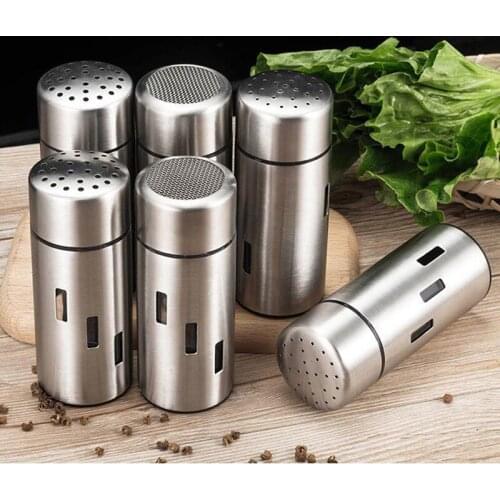 50pcs/lot high quality 3 Styles Stainless Steel Spice jars Seasoning Cans Salt pepper shakers toothpick condiment storage bottle