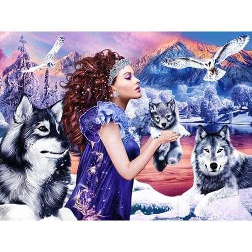 5D DIY diamond embroidery snow,girl,wolf,cat,diamond painting Cross Stitch full square Rhinestone mosaic home decoration 5d art