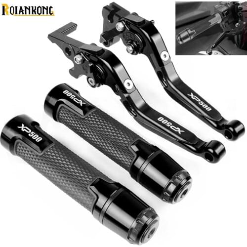 XP500 logo Motorcycle Accessories Brake Handle Adjustable Brake Clutch Levers Handbar End Grips For Yamaha XP-500 ABS 2010 2011