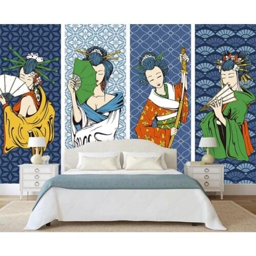 Bacal Hand-painted beauty characters Japan and South Korea mural for living room TV background 3D wall decoration wallpapers