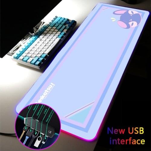 30*80CM XXL Large Multi-interface RGB Mouse Pad Cute Four USB Docking Dock Typec Interface USB HUB Pink Girly MousePad Desk Mat