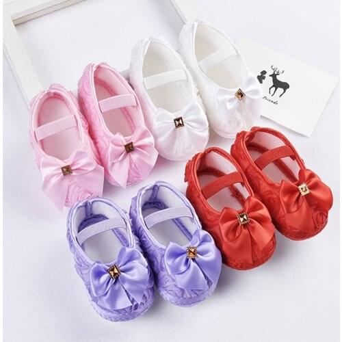 Newborn Baby Shoes Girls 2021 Infant Toddler Princess Bowknot Shoe Kid Baby Girl Rose Bowknot Elastic Band Newborn Walking Shoes