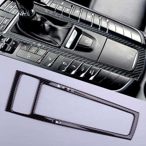 Car Gear Shift Panel Decoration Trim Cover Frame Carbon Fiber Fit For Porsche Cayenne Macan 2014 2015 2016 2017 2018 2019