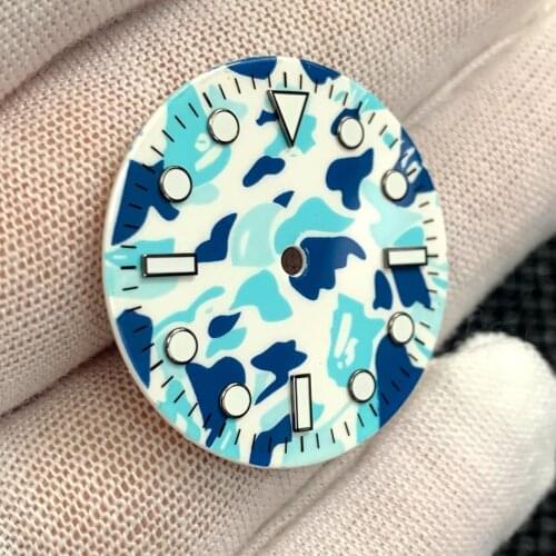 Watch 29mm dial automatic movement accessories suitable for assembling NH35, NH36 blue camouflage