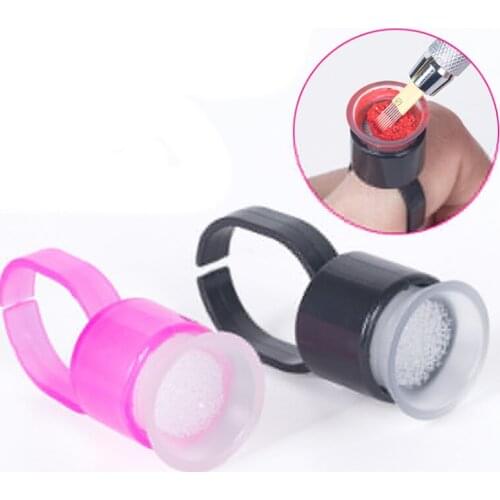 Black/Pink Microblading Pigment Glue Ink Rings Sponge Cups Disposable Permanent Makeup Tattoo Medium Holder Individually package