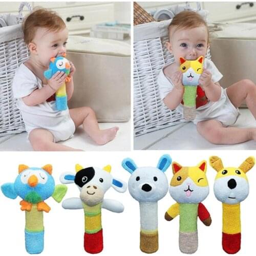 Baby Kids Rattle Toys Cartoon Animal Stroller Crib Hand Bell Appease Toy Interesting Suitable for Babies Over 3 Months 20x10cm