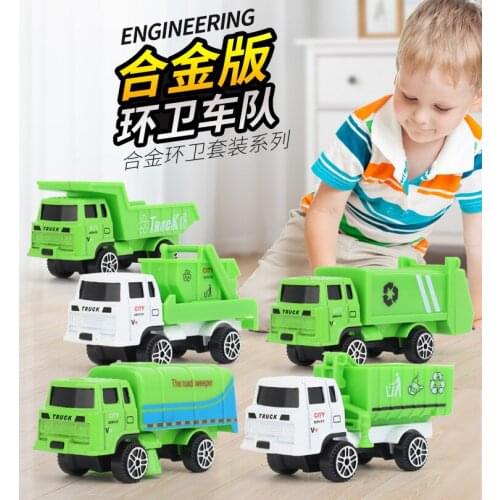 Childrens toy car 1:64 alloy sliding sanitation truck, urban garbage trolley can be equipped with parking lot view