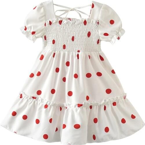 Children Kids Girls Fashion Short Sleeve Polka Dot Dress Stylish Dress for Children Baby Girls Princess Vestidos 2021 New